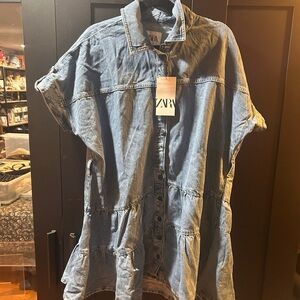 Zara Blue Denim Shirt Dress